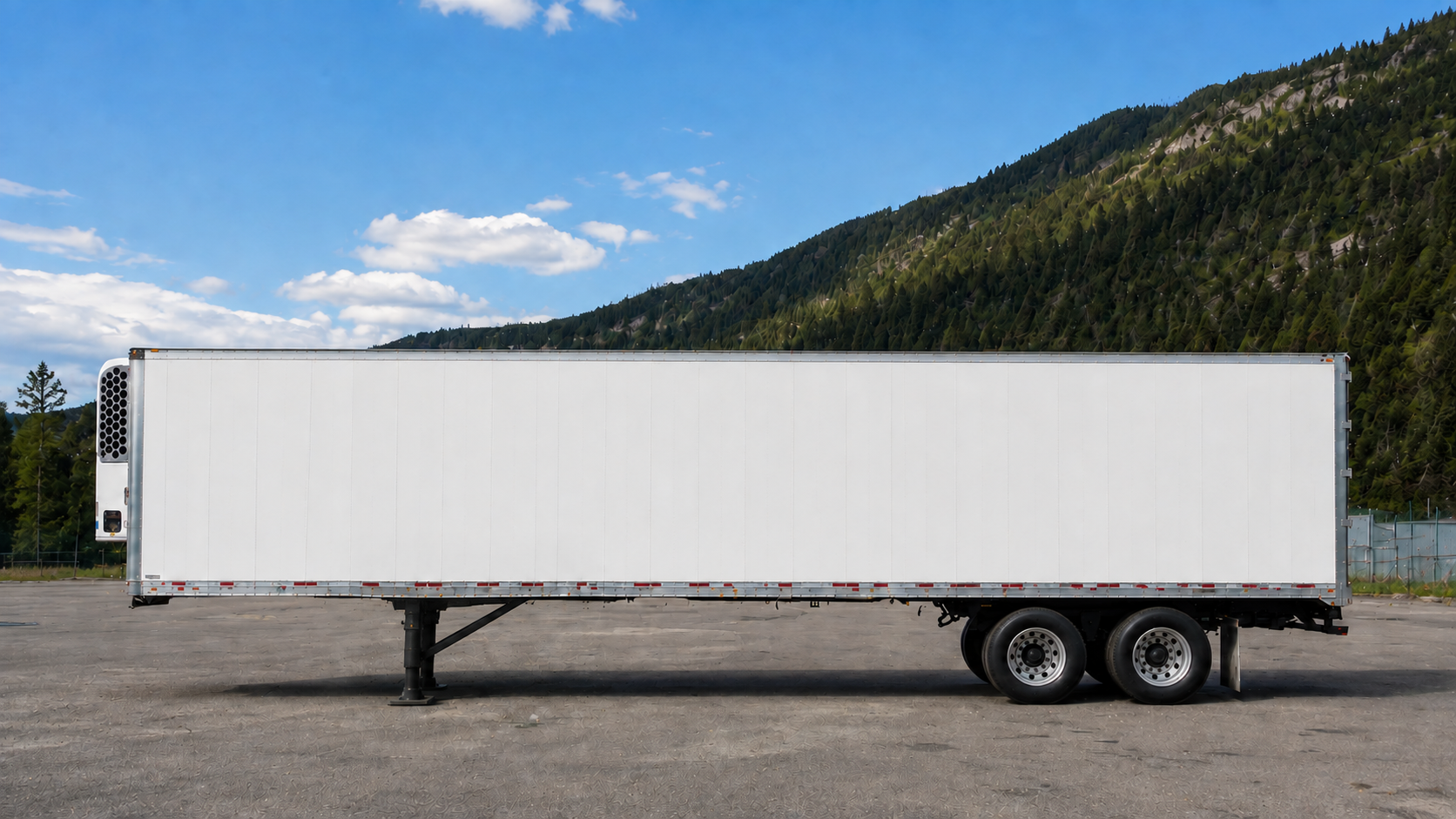 A cinematic Dr Shine-branded fleet trailer in a mountain yard